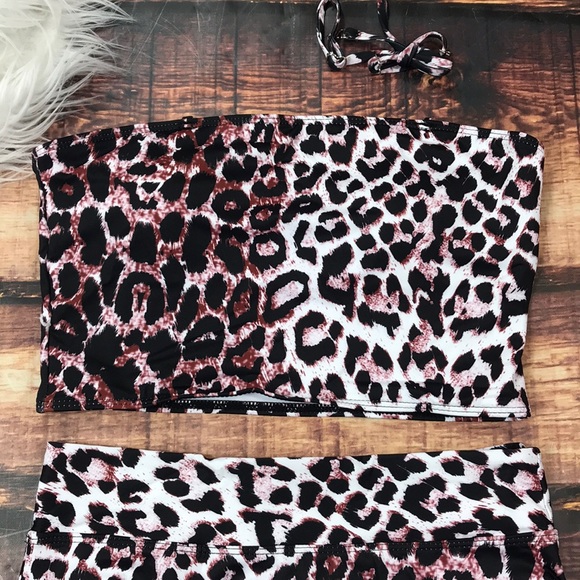 <Trendy Leopard High Waist Leg Bikini Swim Cheetah - Picture 2 of 8